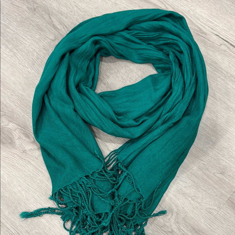 Women’s Teal Fringe Wrap Scarf - Lightweight Fashion Accessory